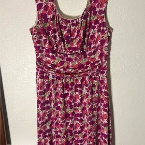 London Times Pink and Cream Floral Midi Dress